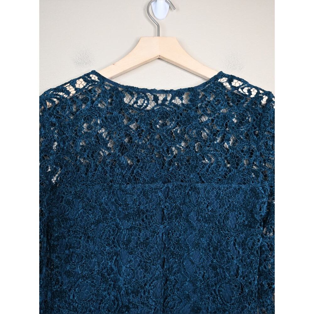 Sundance Women's S Teal Lace Long-Sleeve Blouse - Picture 5 of 8